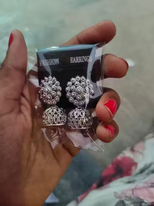 Latest Designer Jhumki Silver Earrings Set Combo Of 4
