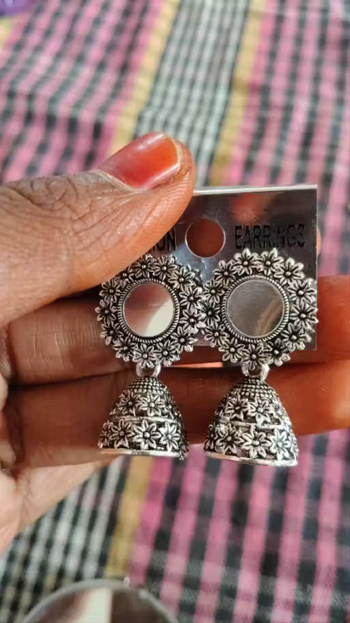 Latest Designer Jhumki Silver Earrings Set Combo Of 4