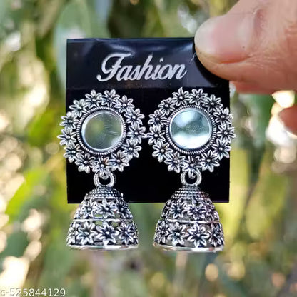 Latest Designer Jhumki Silver Earrings Set Combo Of 4