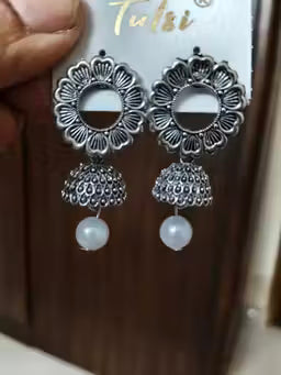 6 Pairs of Antique Designer Oxidized Jhumka Ear Rings