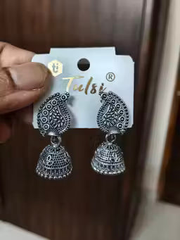 6 Pairs of Antique Designer Oxidized Jhumka Ear Rings