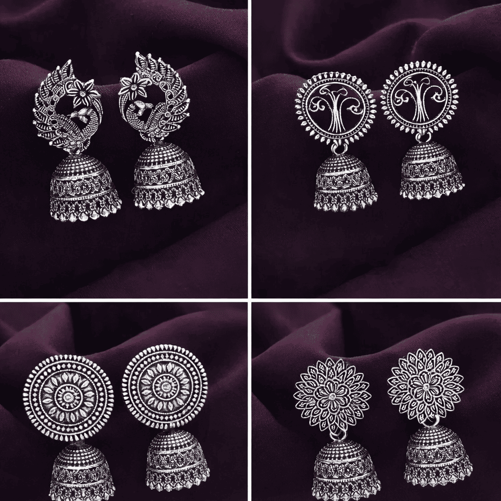Earrings with silver plating (combo of 4)