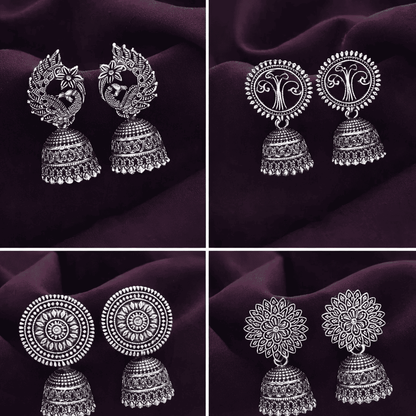 Earrings with silver plating (combo of 4)