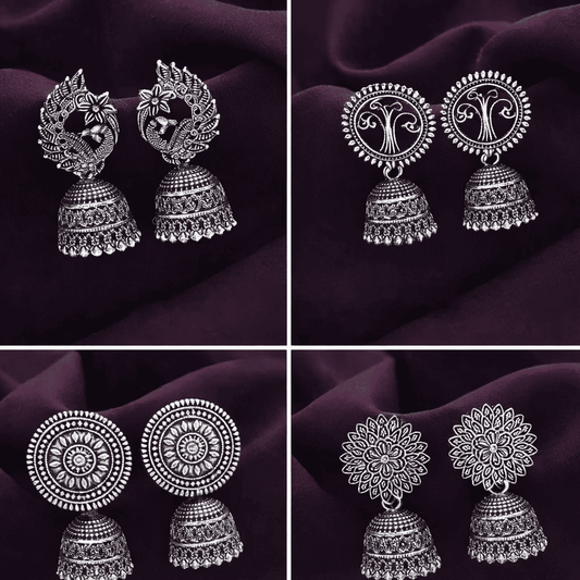Earrings with silver plating (combo of 4)